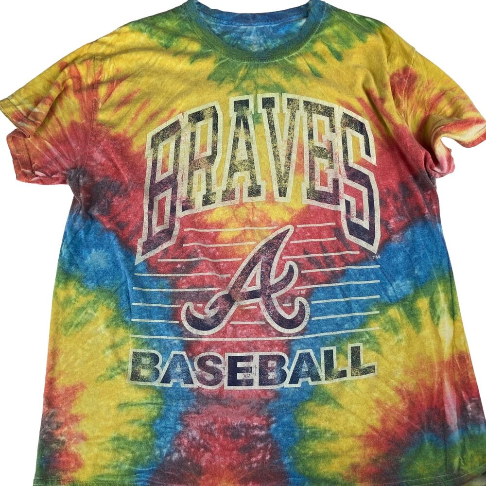 Atlanta Braves Tie Dye T Shirt Mens Large MLB Baseball Graphic Multicolor Tee